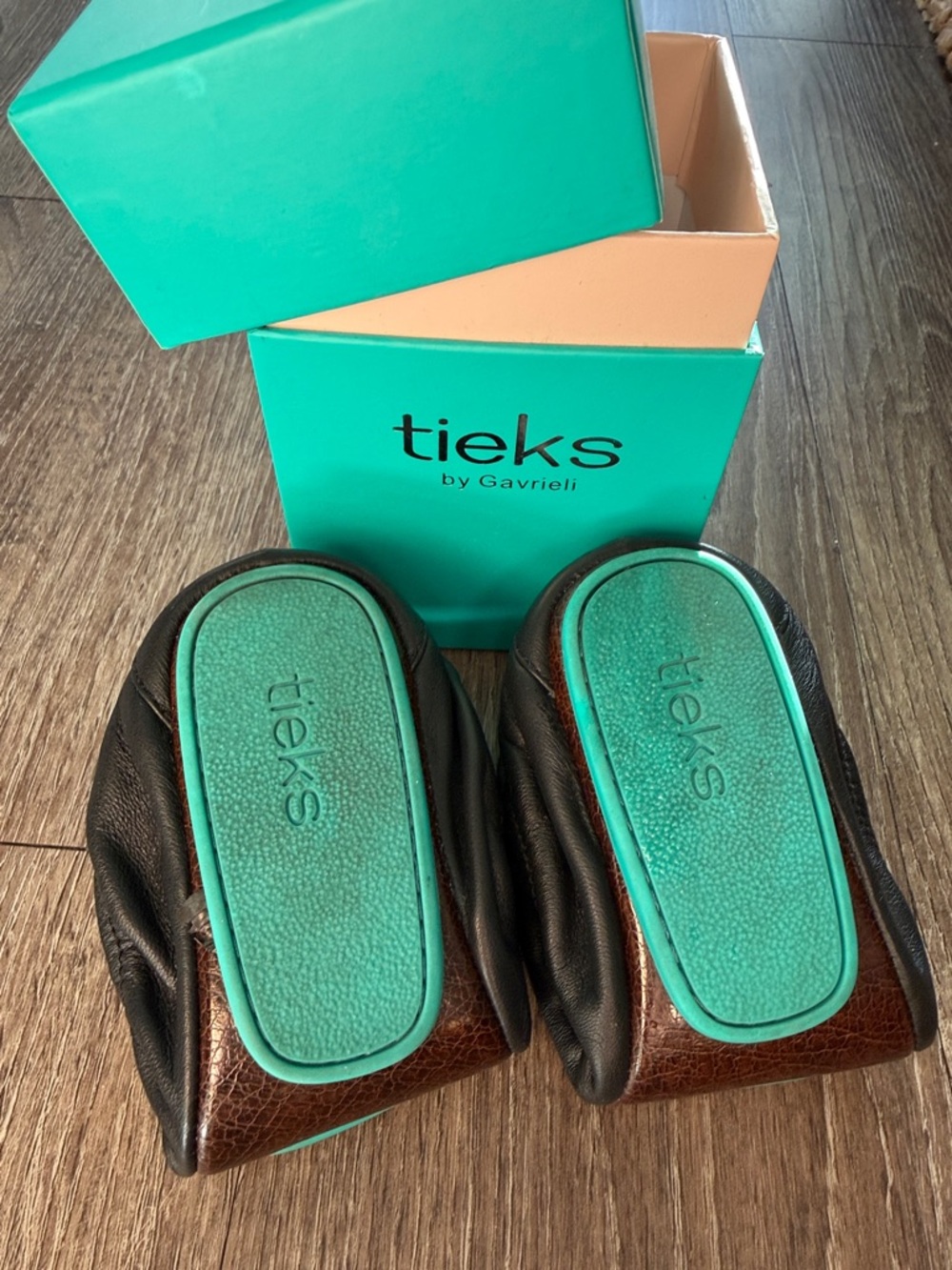 Tieks Women’s Black Ballet Flats with Teal Insole